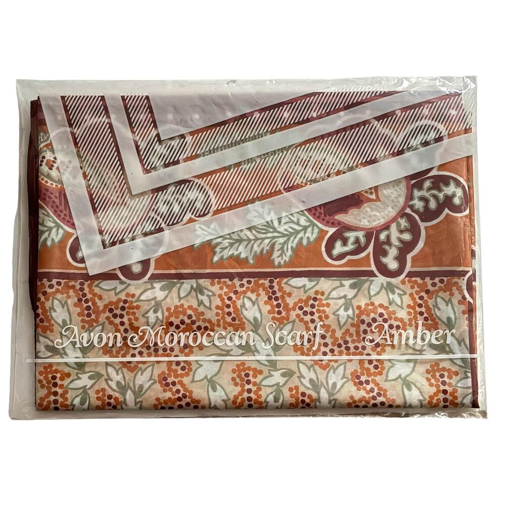 Vintage 1980s Avon Moroccan Scarf Amber New in Original Packaging